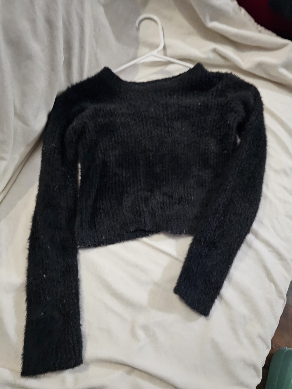 art class Black Fuzzy Cropped Crewneck Sweater
